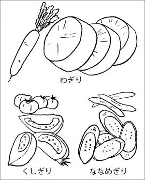 高齢者レク素材 野菜の切り方｜定番塗り絵｜介護レク広場～レク素材やレクネタ（企画書）の無料ダウンロード