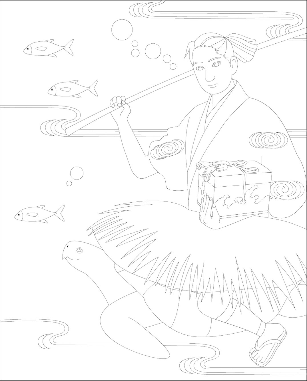 高齢者レク素材 浦島太郎｜定番塗り絵｜介護レク広場～レク素材や