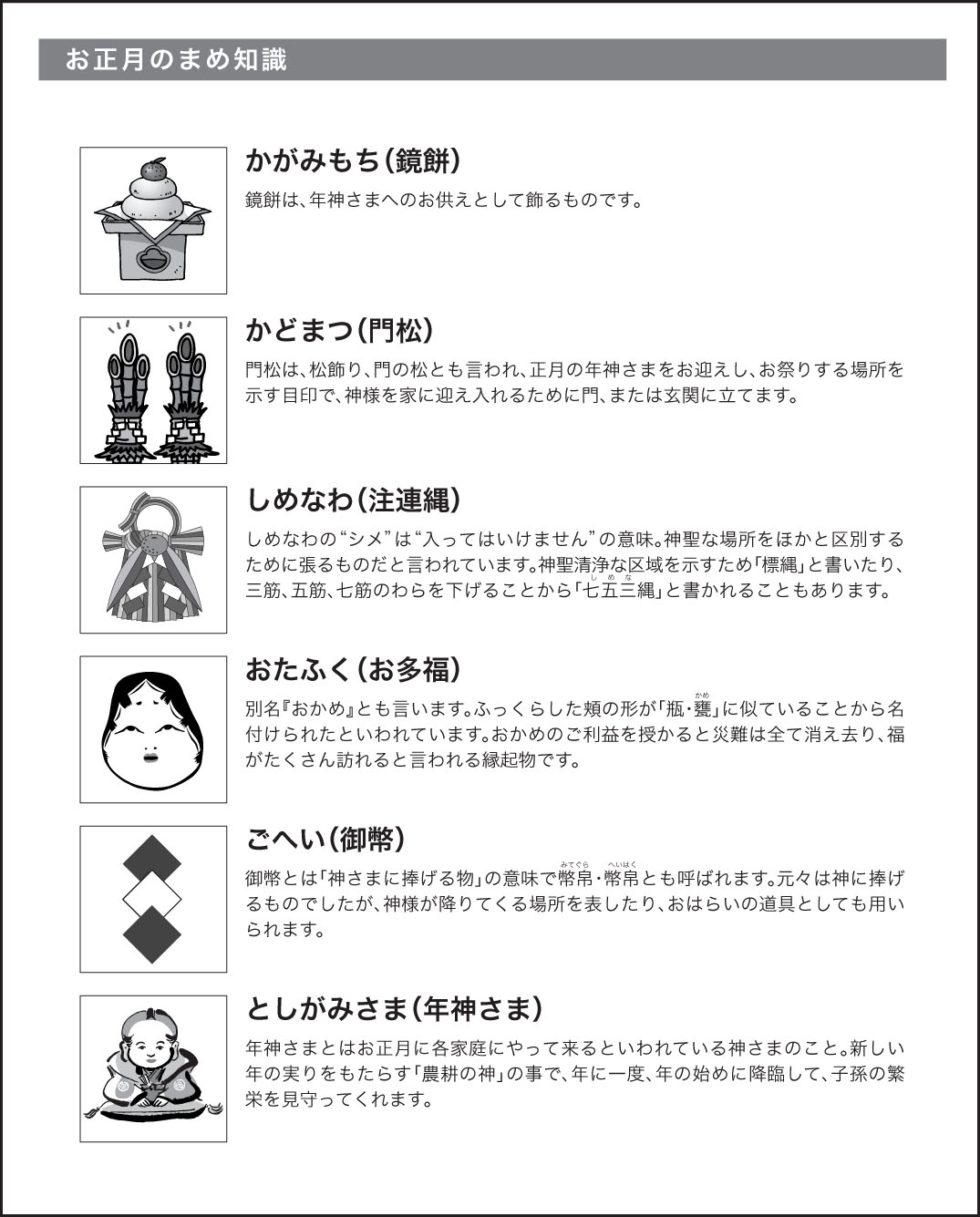 高齢者レク素材 お正月の豆知識7 便利ツール 介護レク広場 レク素材やレクネタ 企画書 の無料ダウンロード