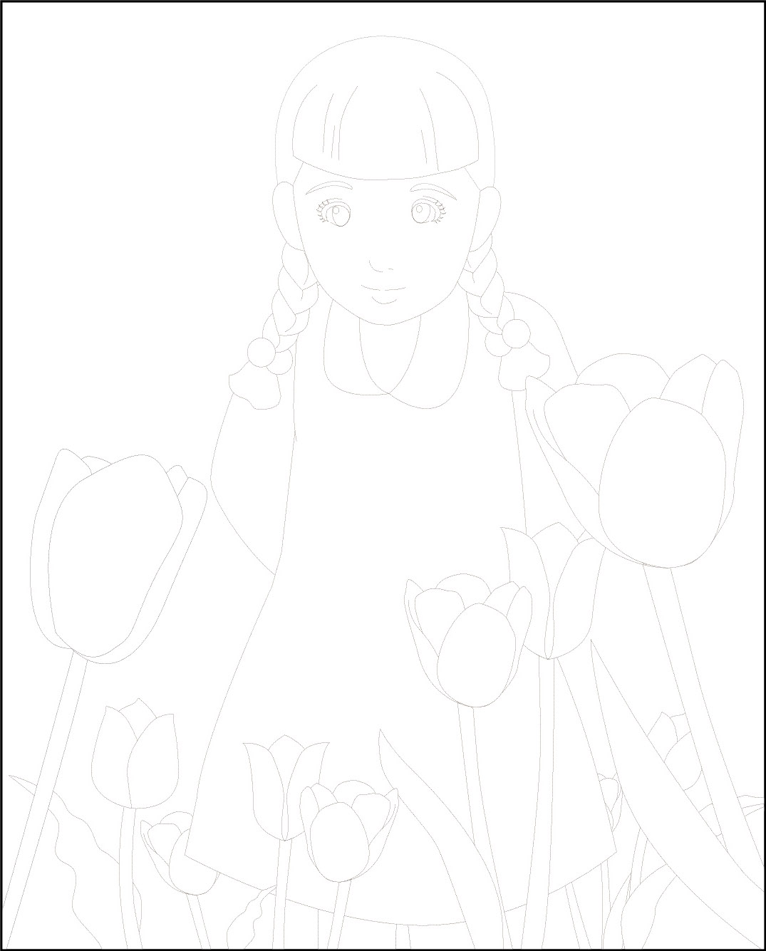 高齢者レク素材 チューリップ｜定番塗り絵｜介護レク広場～レク素材や