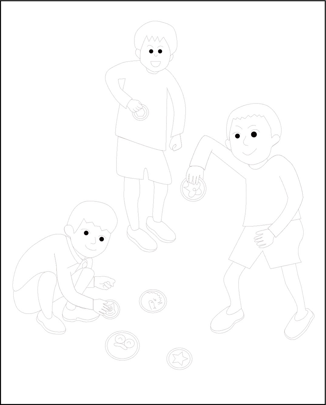 高齢者レク素材 めんこ｜回想塗り絵｜介護レク広場～レク素材や