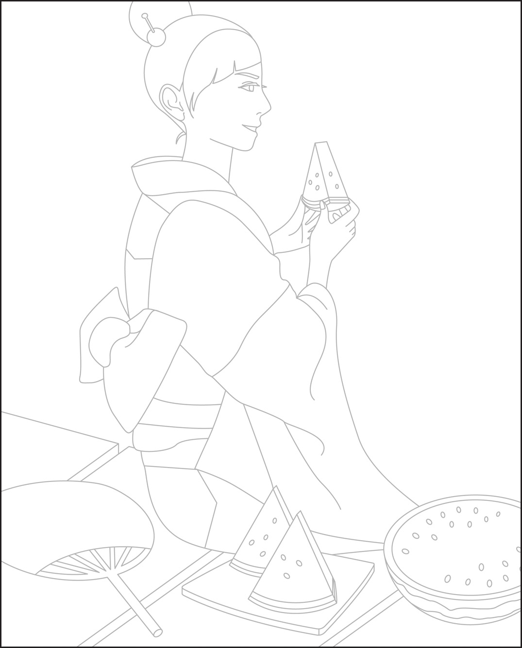 高齢者レク素材 スイカ/なぞり絵｜定番塗り絵｜介護レク広場～レク素材