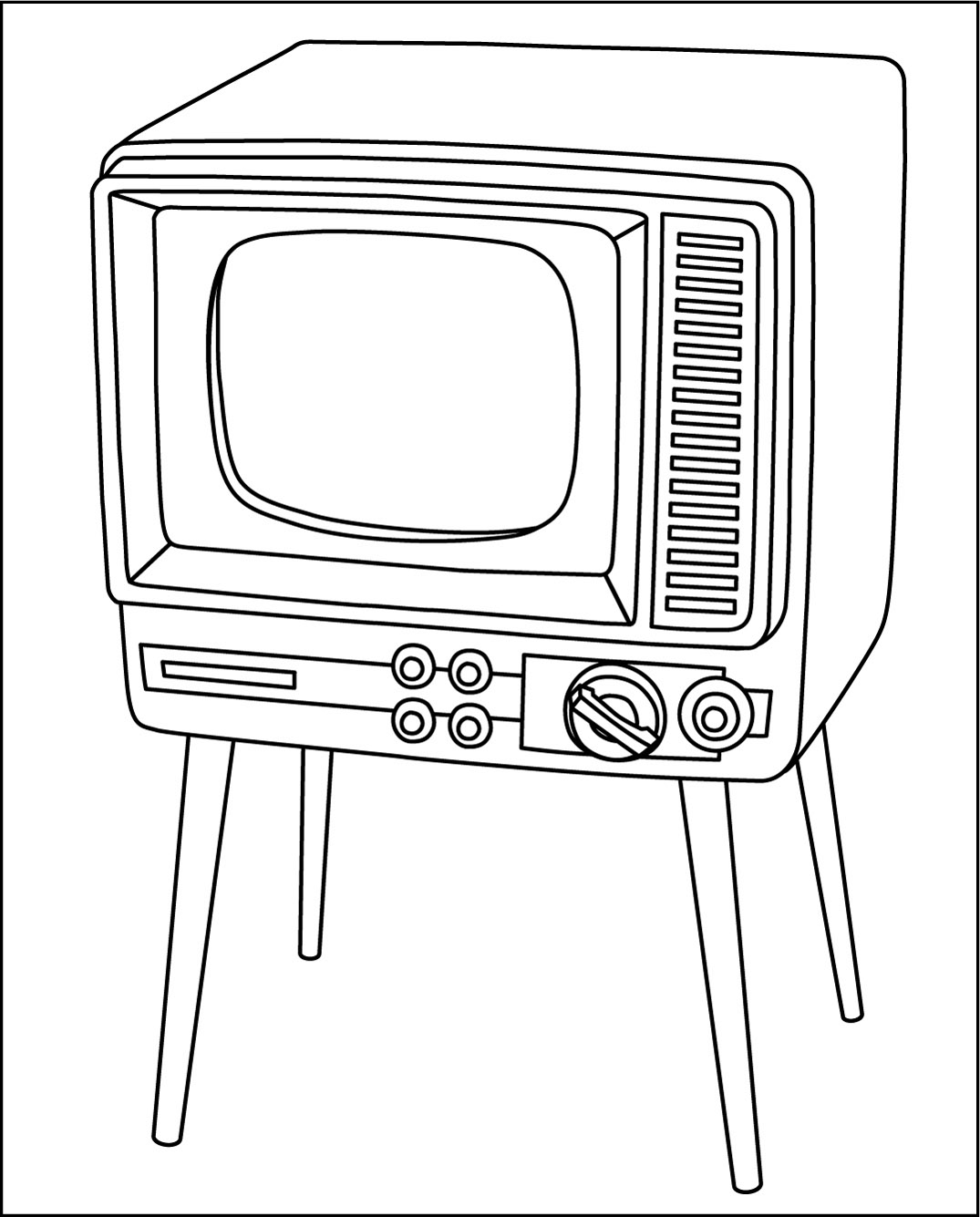 高齢者レク素材 白黒テレビ モノクロ イラスト 介護レク広場 レク素材やレクネタ 企画書 の無料ダウンロード