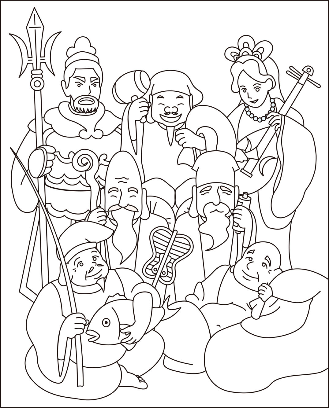 高齢者レク素材 七福神｜定番塗り絵｜介護レク広場～レク素材やレクネタ（企画書）の無料ダウンロード