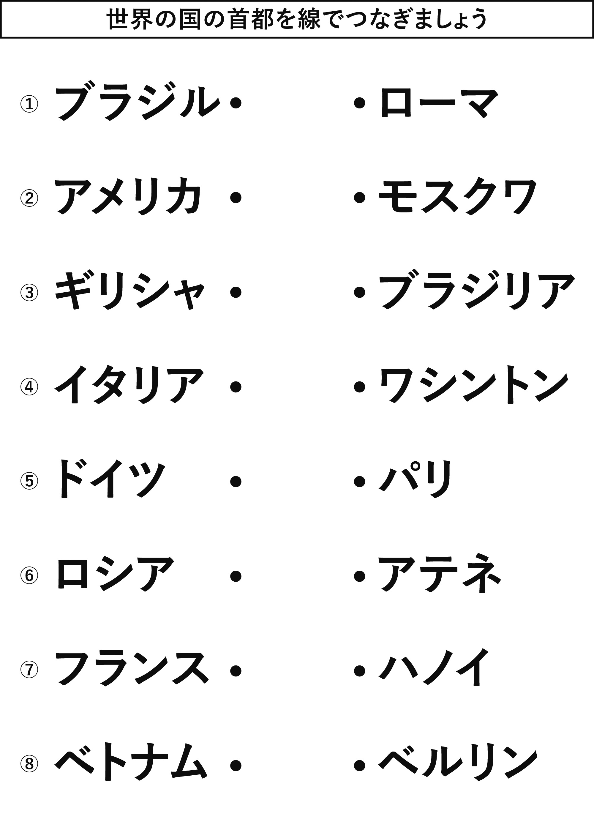 高齢者レク素材 世界の国の首都クイズ クイズ 介護レク広場 レク素材やレクネタ 企画書 の無料ダウンロード