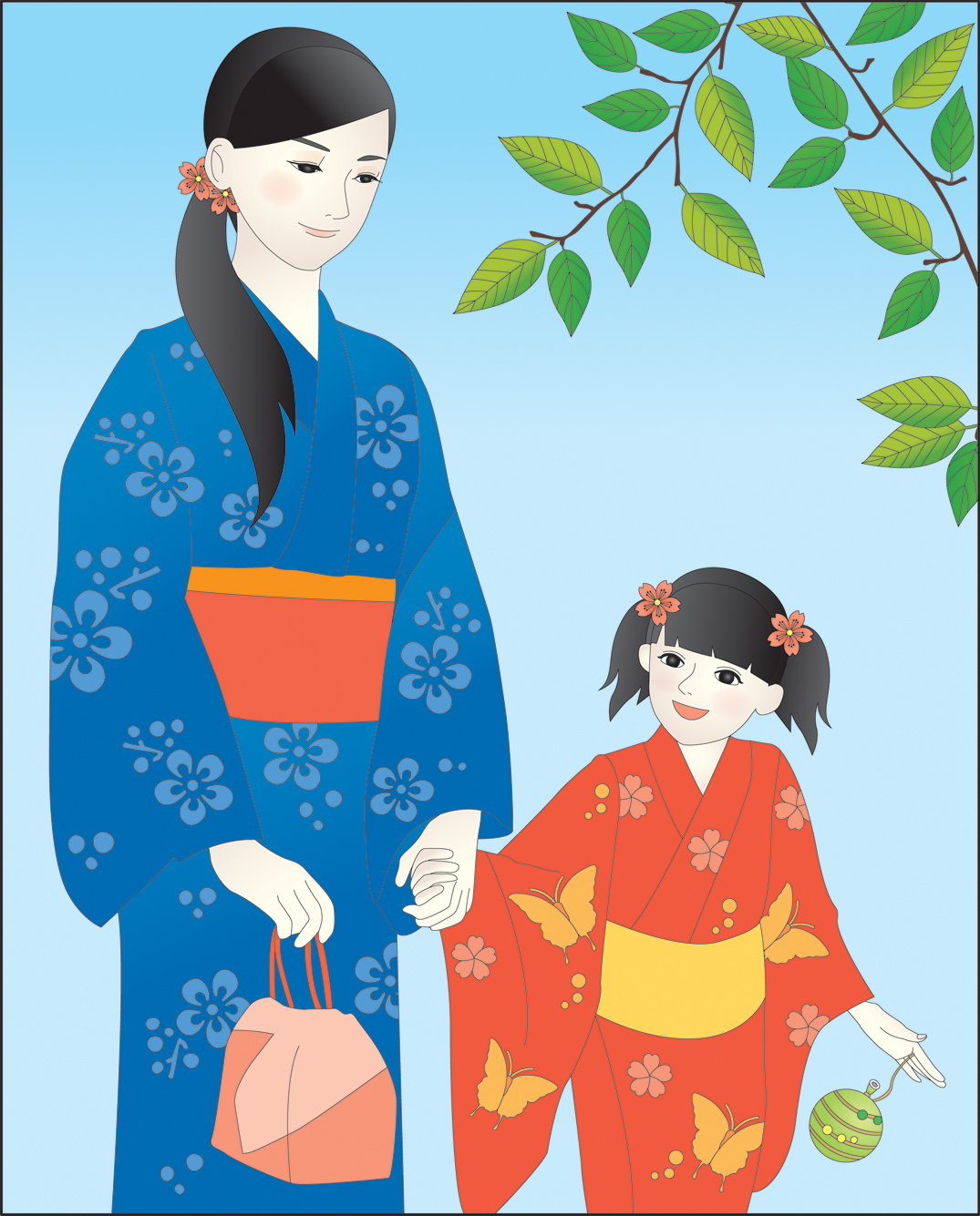 高齢者レク素材 浴衣｜定番塗り絵｜介護レク広場～レク素材やレクネタ