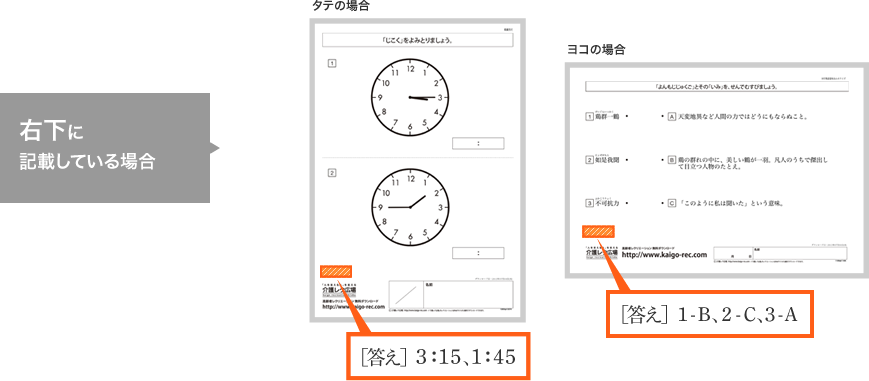 右下に記載している場合